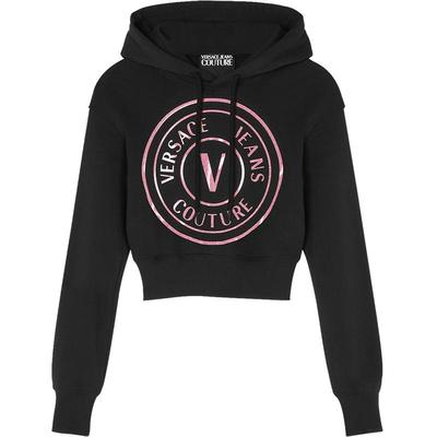 【季末优惠】VERSACE JEANS COUTURE 女士V-Emblem短款连帽衫