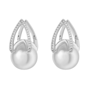 珍珠耳钉925银针12mm大珍珠镶钻耳环女2026新款爆款轻奢气质耳饰