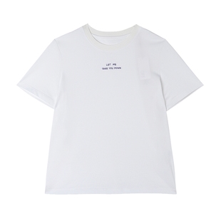 OTT【商场同款】2025夏季新款圆领基本款T恤女修身纯棉休闲短袖