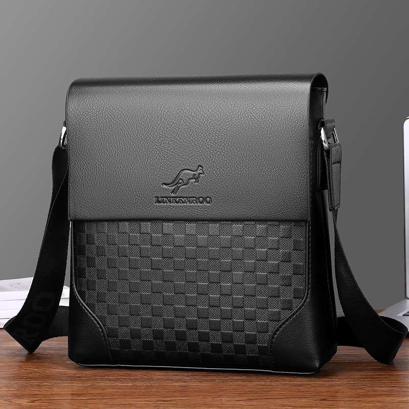 新款男士单肩包真皮斜挎包商务休闲包简约上班通勤带盖软牛皮背包