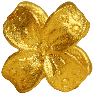 古法手工黄金小花朵隔珠足金999桃花手链手串编绳diy女小配件