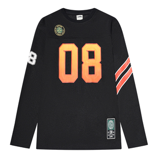 JUST VIBE 美式复古街头冰球服男长袖T恤户外运动拼接橄榄球服