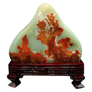 奇石阿富汗玉天然红碧玉鸡血色原石镇宅玉石观赏景观家居装饰摆件