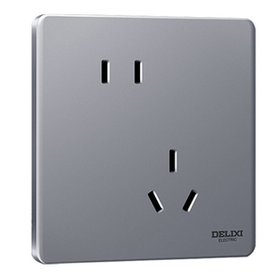 德力西官方旗舰店超薄哑光开关插座面板暗装五孔插座家用290灰色