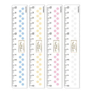 【自营】日本KOKUYO国誉15cm亚克力直尺波浪尺文具淡彩曲奇透明波点尺子中小学生文具用尺子套装尺波浪尺子