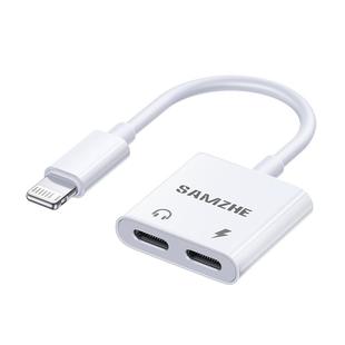 山泽苹果充电耳机二合一转换器lightning一分二typec转换接头线35mm音频线适用14手机ipad平板直播游戏通话