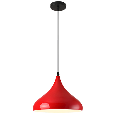 网红简约餐桌餐饮饭店吧台单头店铺商用吊灯LED圆形锅盖喇叭灯罩