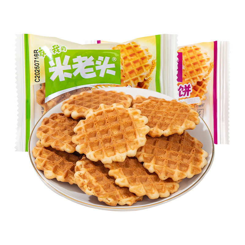 米老头蛋黄煎饼鸡蛋饼干小圆饼格子华夫饼代餐早餐茶点心休闲零食