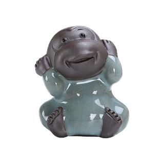瓷精灵龙泉青瓷四不猴子茶宠茶具配件不看不听不说三不猴陶瓷摆件