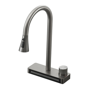 悍高厨房水龙头304不锈钢旋转抽拉雨幕瀑布龙头多功能冷热水龙头