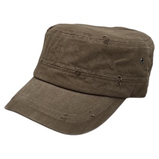 高版重工人纹棉破洞平顶帽姆爷同款工装风棒球帽全棉男女货车帽子