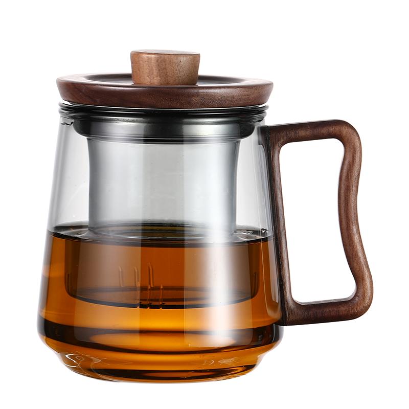 高硼硅耐热玻璃烟灰色手工泡茶杯