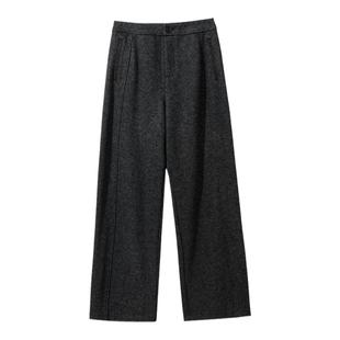 【WANG牌裤型】强缩绒技术简约舒适通勤中高腰休闲羊毛裤长裤