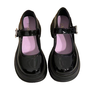 洛丽塔鞋子女童高跟厚底增高玛丽珍蝴蝶结小皮鞋复古学生JK制服鞋