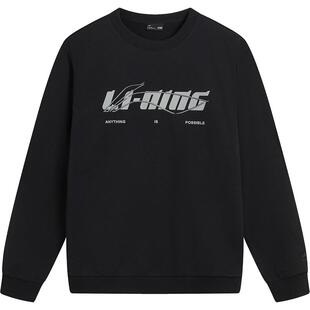 李宁卫衣女新款情侣长袖圆领无帽套头衫休闲宽松上衣针织运动服男