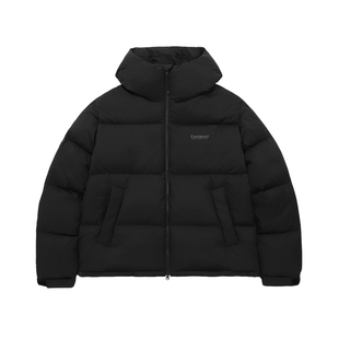 COVERNAT韩国羽绒服男款休闲风连帽短款羽绒服黑色情侣保暖面包服