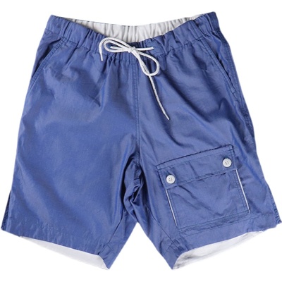 日本口袋透气运动微宽松蓝色短裤