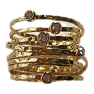 高级感冷淡宝石电子少女复古指环食指戒指女镶钻带钻18k个性合金