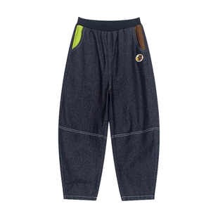 马拉丁童装儿童裤子春季男大小童趣味印花牛仔长裤