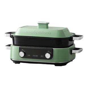 摩飞二代多功能料理锅鸳鸯电火锅电烤肉锅涮烤煮炒煎一体锅电蒸锅