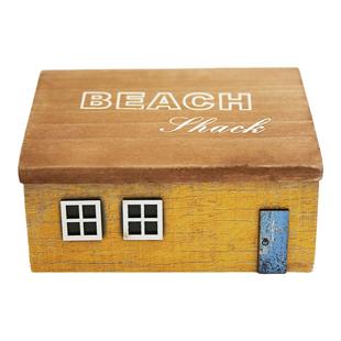 YBOX木制收纳盒原创复古海洋风创意整理翻盖木盒手机钥匙桌面卧室