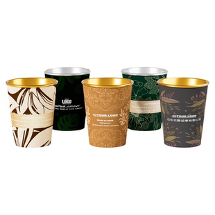 纸杯定制印logo商用订制做高级感水杯子定制金箔银箔一次性杯子