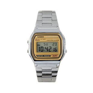 卡西欧CASIO A158WEA-9复古方块七年电力 金面 秒表防水电子手表