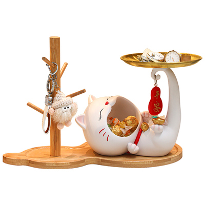 创意招财猫玄关钥匙收纳摆件