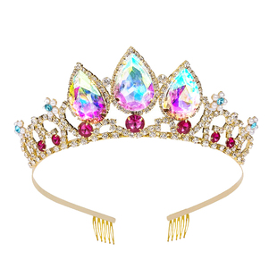 迪士尼长发公主乐佩三钻石头饰儿童皇冠发卡发箍