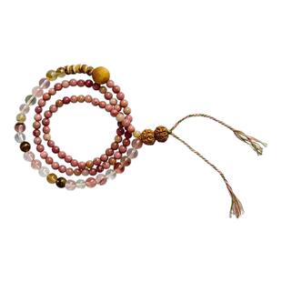 新中式多圈红纹石串珠叠戴手链女款小众高级感木质手串情侣手饰品