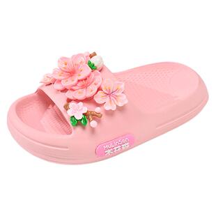 木林森儿童拖鞋女童春季新款室内防滑软底宝宝女孩四季花朵凉拖鞋
