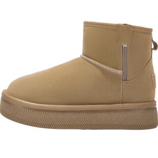 达芙妮真皮雪地靴女款2025新款冬季加绒棉鞋冬天鞋子女厚底雪地靴