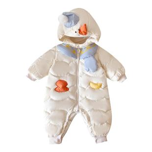 婴儿羽绒服宝宝鹅绒连体衣冬装外出服婴幼儿小月龄保暖冬季衣服厚