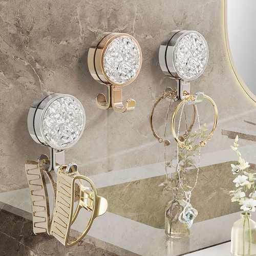 轻奢冰川可旋转免痕无钩粘浴室钩杂物强力打孔粘贴