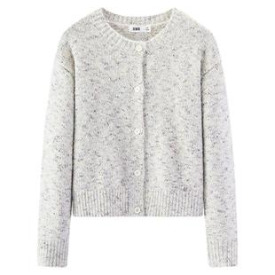 商场同款|森马针织开衫女冬季短款花纱宽松2025新款慵懒软糯毛衫