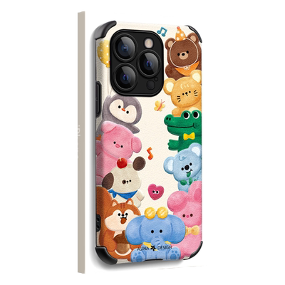 彩色小动物适用iphone17promax手机壳 苹果14promax个性卡通13小羊皮12pro可爱创意15全包防摔11保护套16潮牌