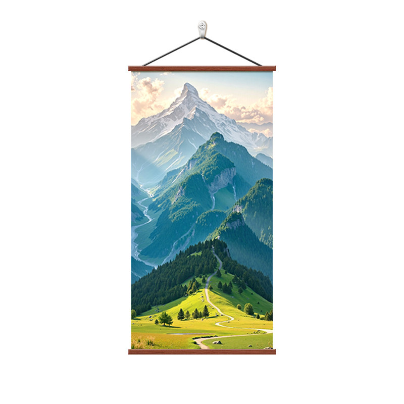 龙脉靠山图有山无水玄关山水挂画