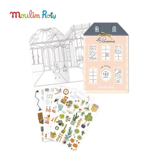 法国moulinroty茉兰若缇儿童涂鸦填色绘画本贴纸着色本宝宝图画册