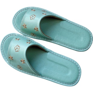 全牛皮不臭脚情侣家居地板真皮凉拖鞋女夏季家用室内居家防滑软底