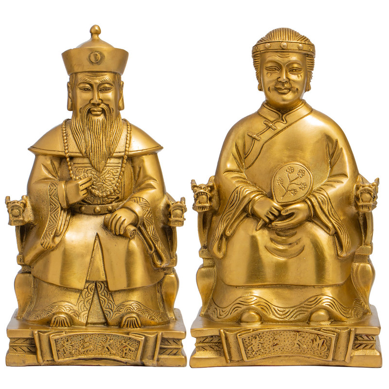 铜7寸龙椅胡三黄三太爷神像摆件