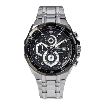 casio男式三眼计时防水钢带男表