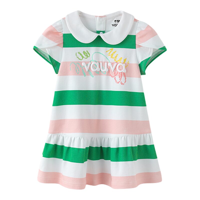 [Vauva]2026新品婴儿绿色条纹连衣裙包屁裙连身衣哈衣女宝上衣