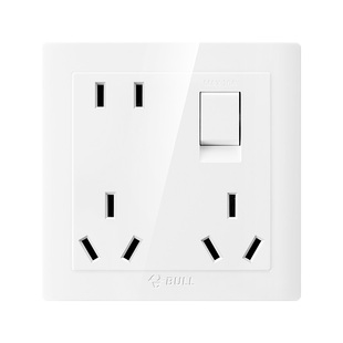 公牛一开八孔插座带开关86型暗装墙壁电源插座多功能厨房墙壁插座