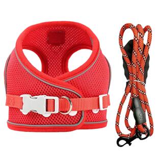 背心式狗狗牵引绳小型犬比熊泰迪博美小狗胸背带遛狗绳狗链子反光