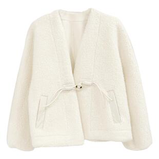 2025冬季新品纯色羊羔毛外套女韩版气质温柔减龄抗风保暖长袖上衣