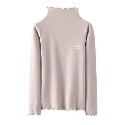 猫人德绒打底衫女木耳边加绒加厚