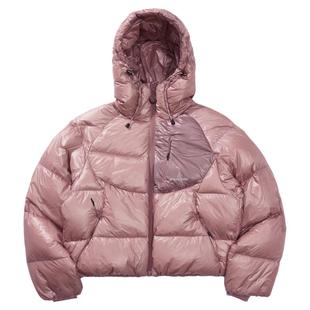 瞬时山野Monterest逐光户外800蓬90白鸭绒绗线连帽羽绒服面包服女