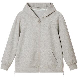 ToyzY【售完不补】春季双拉链设计宽松灰色连帽卫衣外套女