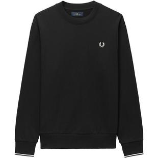 FRED PERRY男士休闲卫衣冬季条纹袖边圆领重磅麦穗刺绣M7535