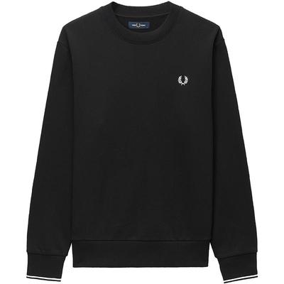 FRED PERRY男士休闲卫衣冬季条纹袖边圆领重磅麦穗刺绣M7535